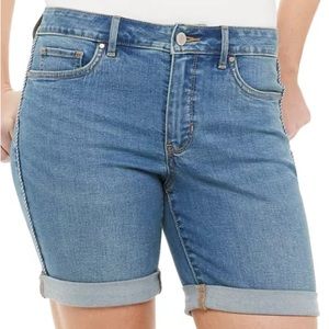 CROFT & BARROW Cuffed Bermuda Jean Shorts Sz 10